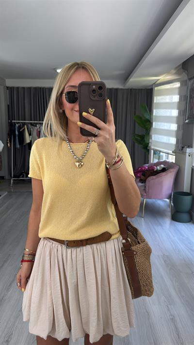 Yarım Kol Sarı Merserize Triko