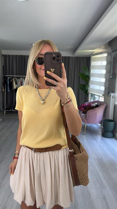 Yarım Kol Sarı Merserize Triko