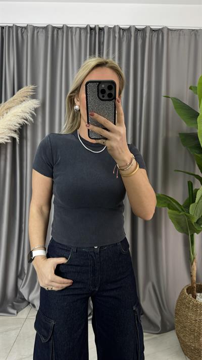 YIKAMA EFEKTLİ ANTRASİT TİŞÖRT