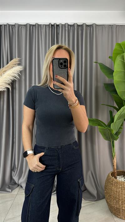 YIKAMA EFEKTLİ ANTRASİT TİŞÖRT