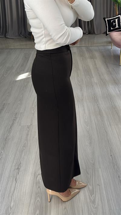 Yırtmaçlı Acı Kahve Midi Kalem Etek