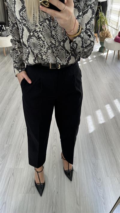 YÜKSEK BEL İTHAL KUMAŞ SİYAH PANTOLON