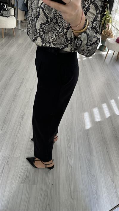 YÜKSEK BEL İTHAL KUMAŞ SİYAH PANTOLON