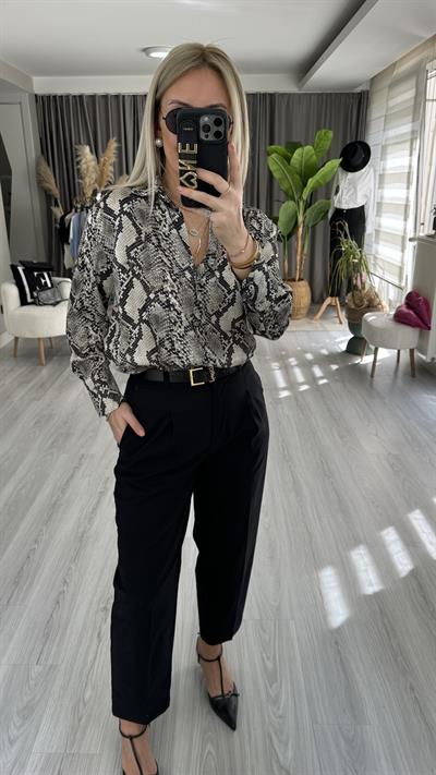 YÜKSEK BEL İTHAL KUMAŞ SİYAH PANTOLON