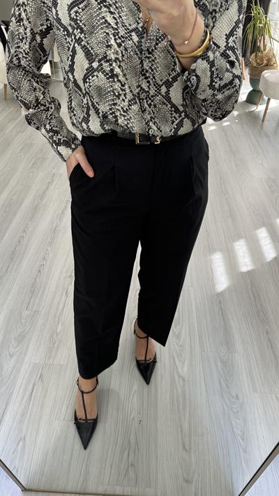 YÜKSEK BEL İTHAL KUMAŞ SİYAH PANTOLON