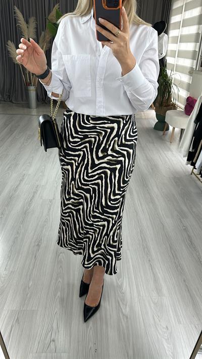 ZEBRA DESEN, SİYAH SATEN VEREV ETEK