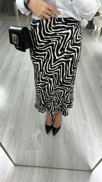 ZEBRA DESEN, SİYAH SATEN VEREV ETEK