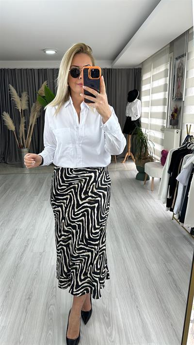 ZEBRA DESEN, SİYAH SATEN VEREV ETEK