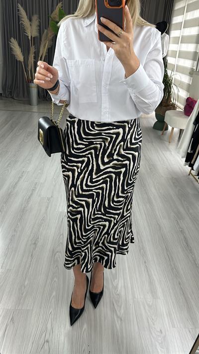 ZEBRA DESEN, SİYAH SATEN VEREV ETEK