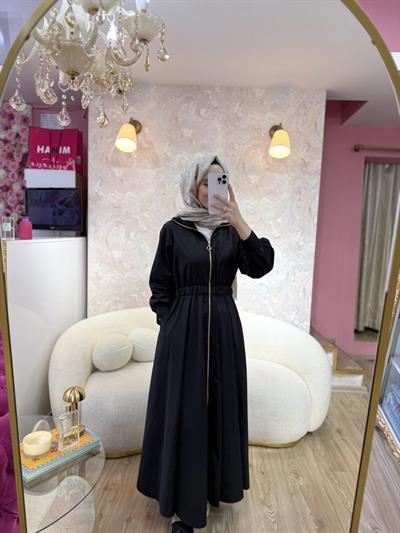 Fermuarlı Elbise-Siyah