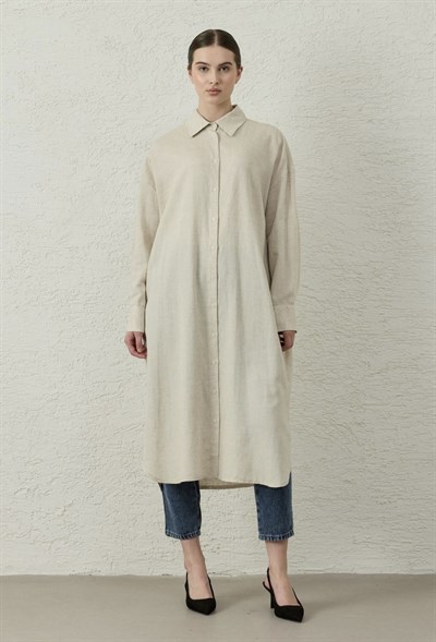 Natural Keten Tunik-Taş