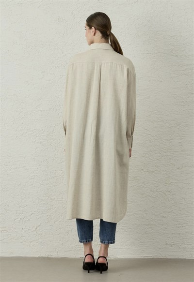 Natural Keten Tunik-Taş
