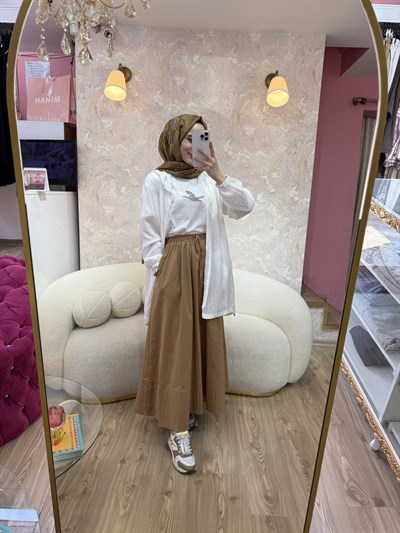Poplin Etek-Camel