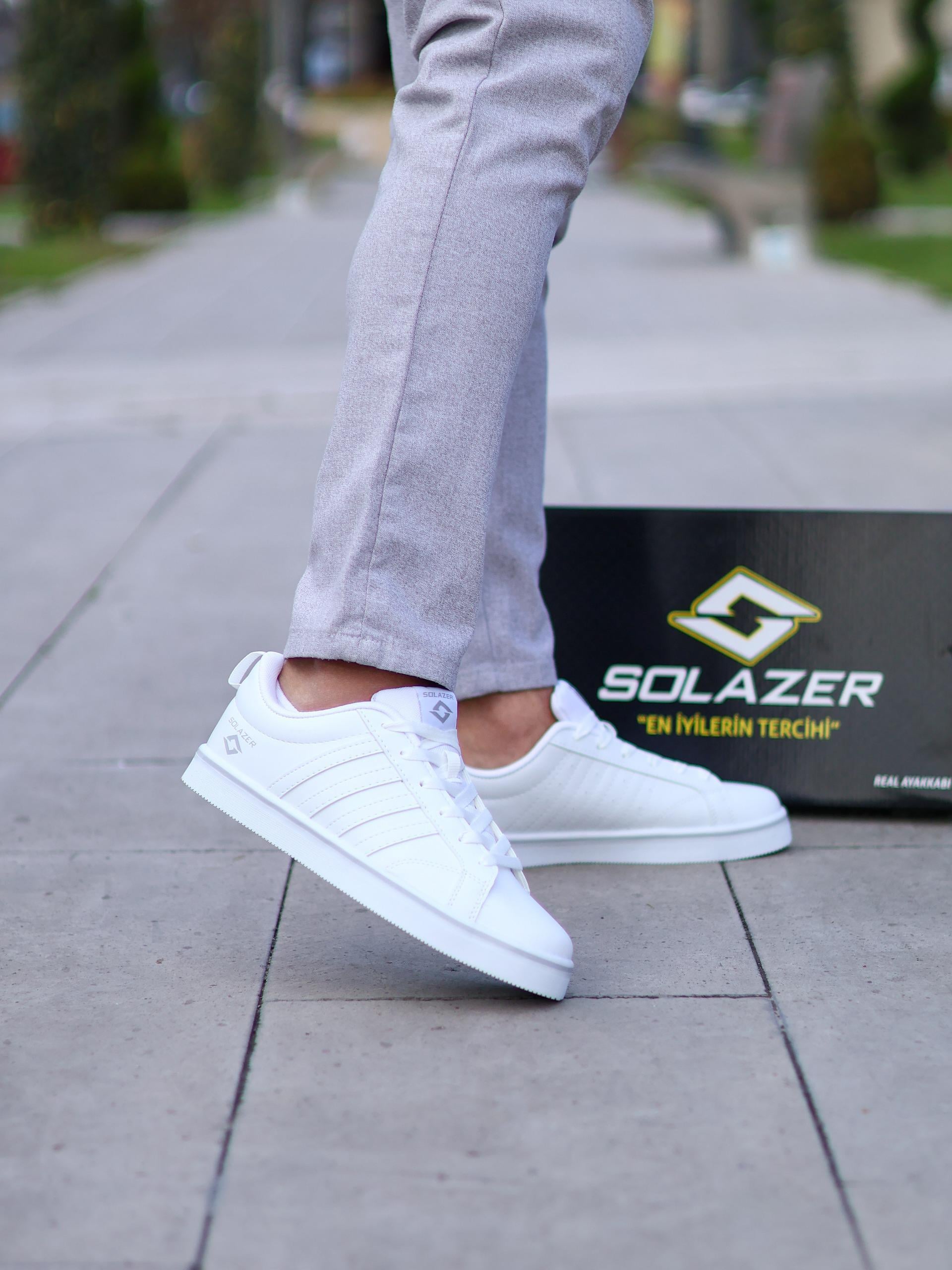 Erkek Beyaz Ortopedik Kaydırmaz Taban Günlük Sneaker 058