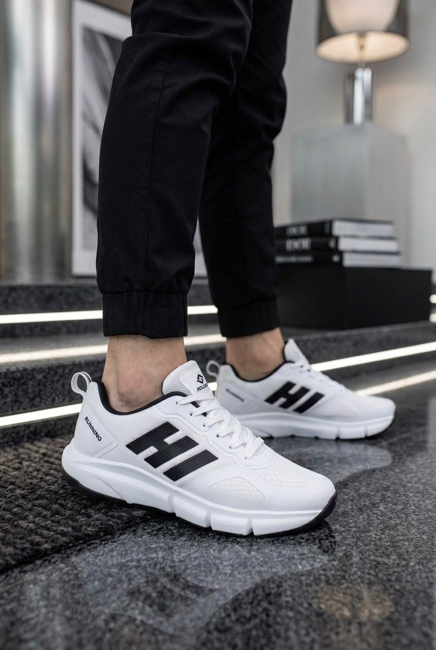 Erkek Beyaz Siyah Sneaker Günlük Sneaker Spor Ayakkabı 065