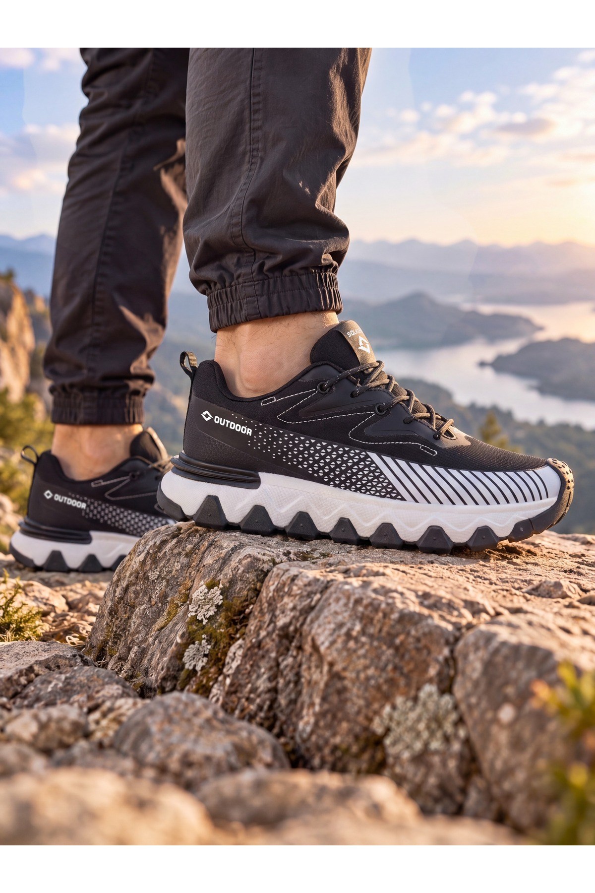 Erkek Siyah Beyaz Su İtici Günlük Sneaker Spor Ayakkabı 072