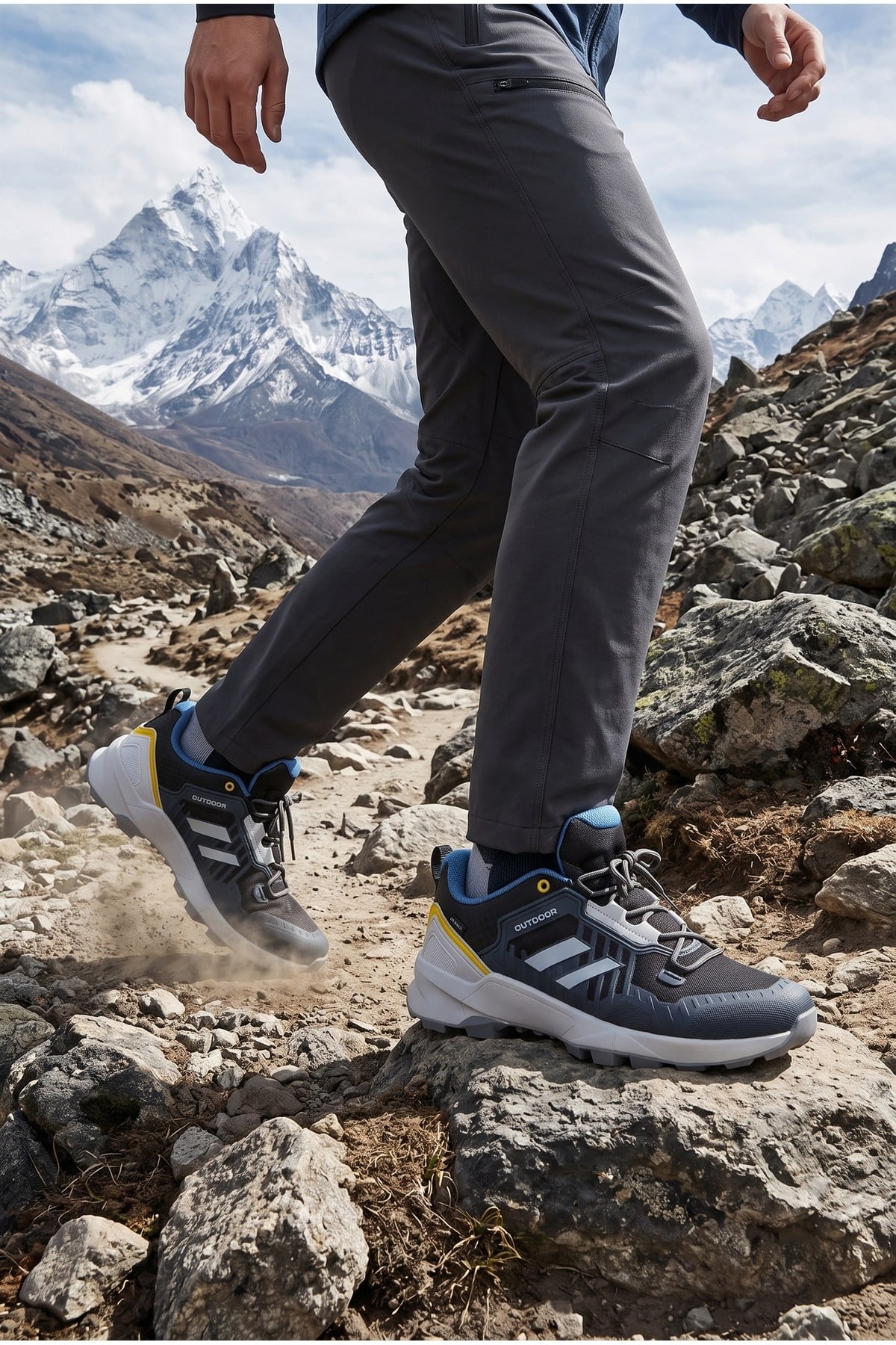 Erkek Siyah Mavi Su İtici Günlük Sneaker Spor Ayakkabı 071