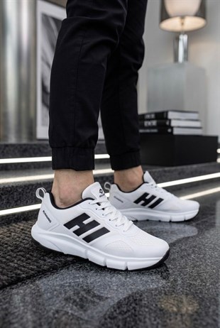 Erkek Beyaz Siyah Sneaker Günlük Sneaker Spor Ayakkabı 065