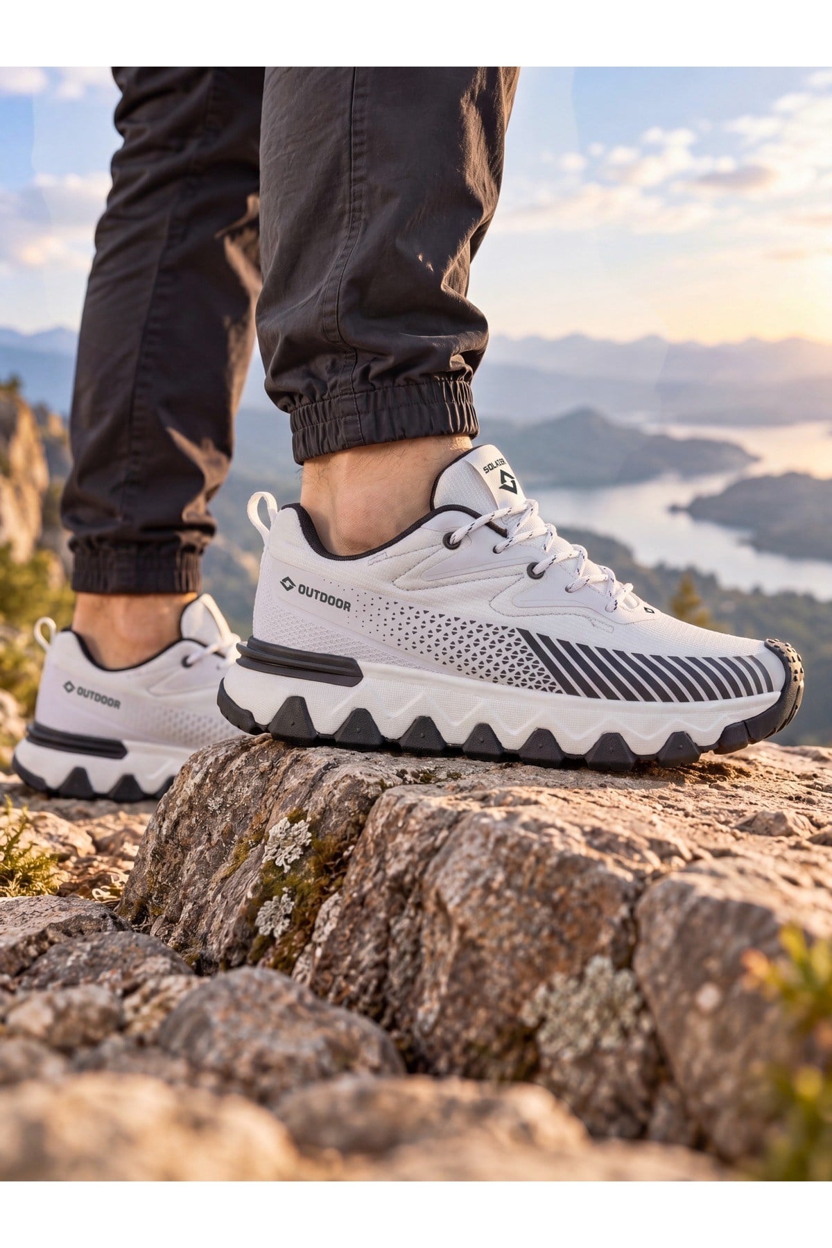 Erkek Beyaz Siyah Su İtici Günlük Sneaker Spor Ayakkabı 072