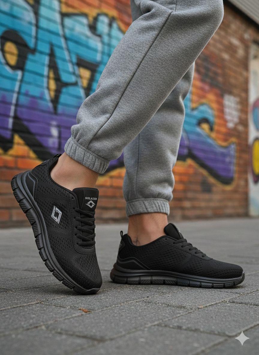 Erkek Siyah Beyaz Triko Ortopedik Sneaker 063