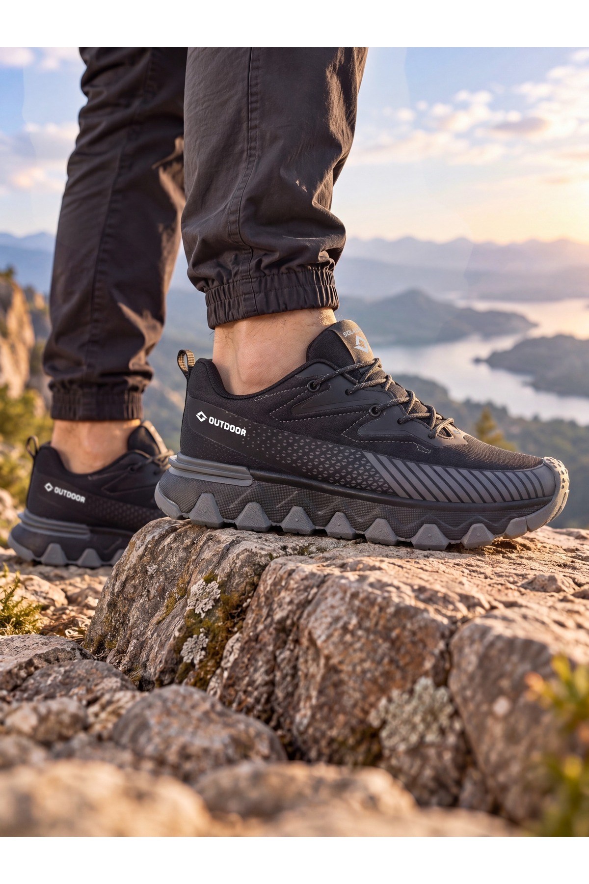 Erkek Siyah Füme Su İtici Günlük Sneaker Spor Ayakkabı 072