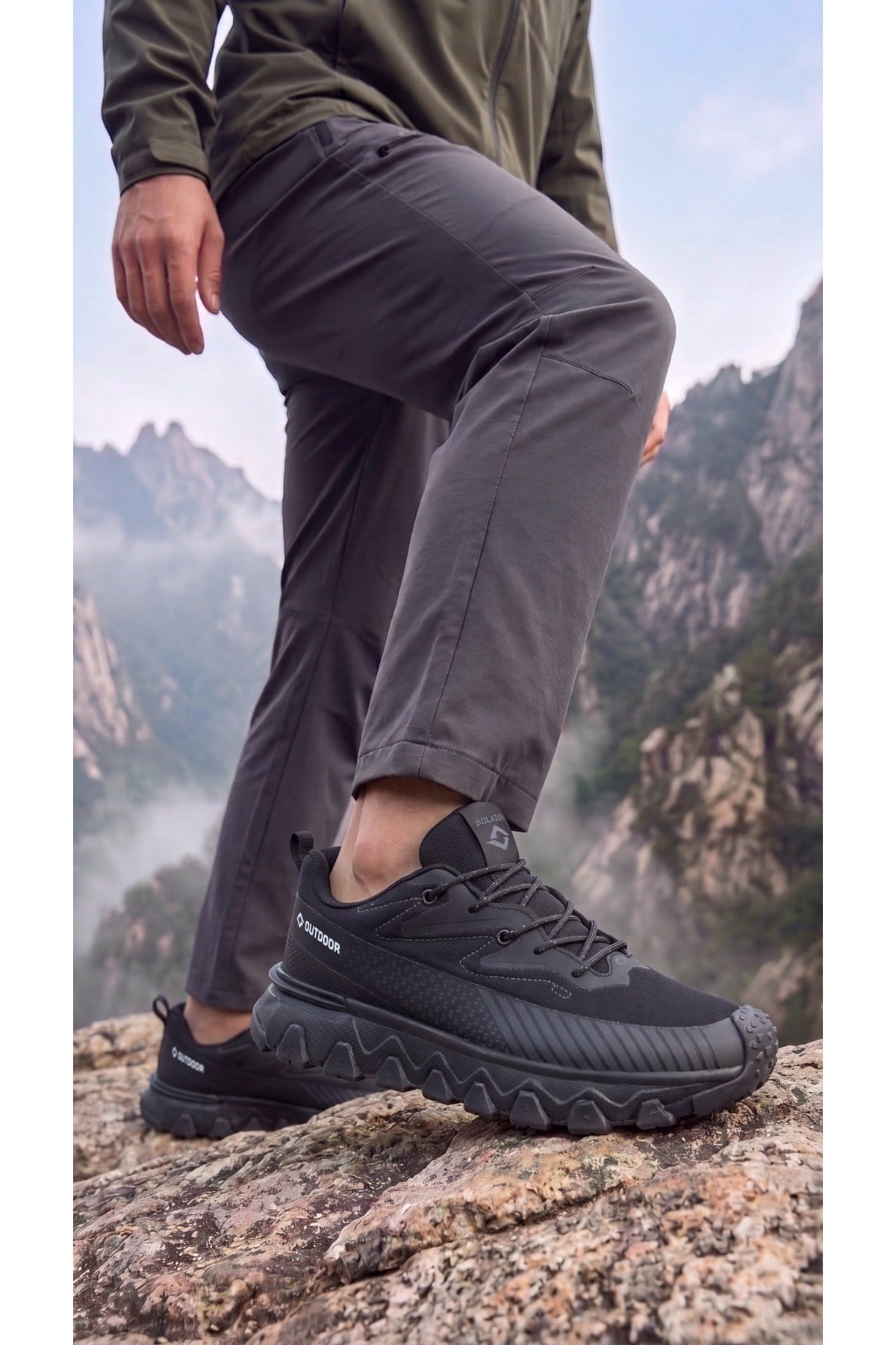 Erkek Siyah Su İtici Günlük Sneaker Spor Ayakkabı 072