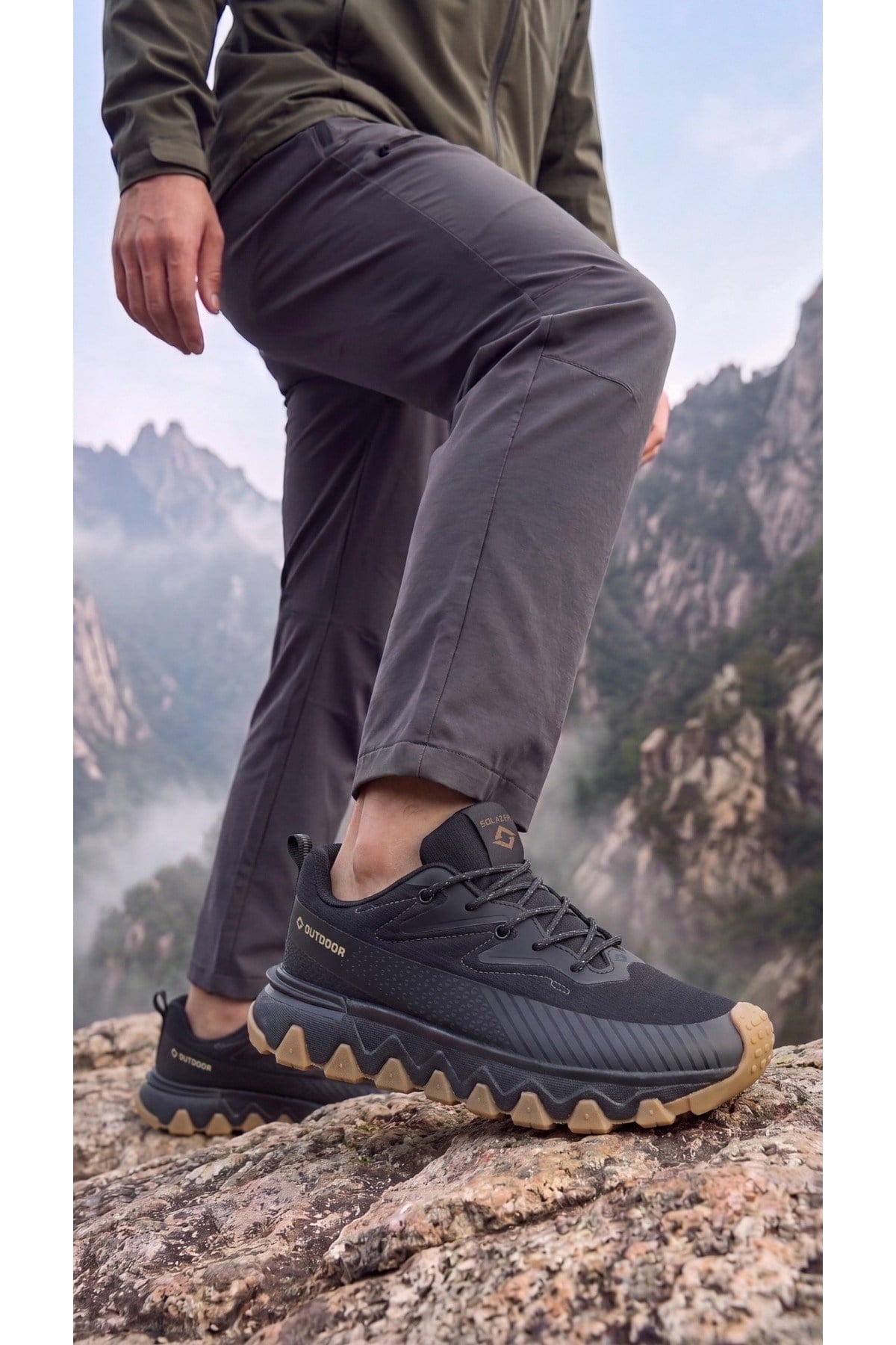 Erkek Siyah Taba Su İtici Günlük Sneaker Spor Ayakkabı 072