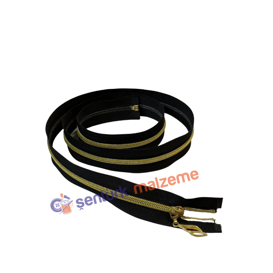 Siyah Gold Diş Ferace Fermuarı 110 Cm