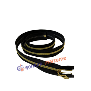 Siyah Gold Diş Ferace Fermuarı 110 Cm