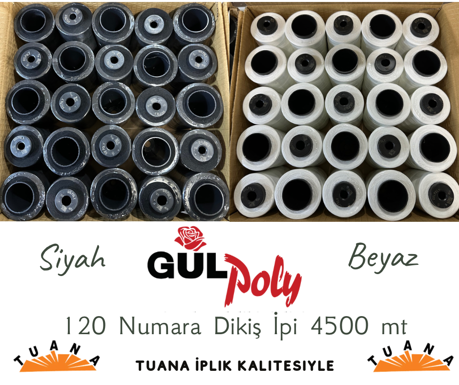 Gül Poly Beyaz 120 No Dikiş İpi 4500 MT