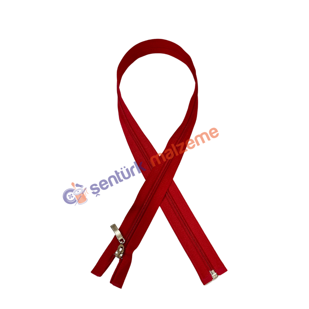 Kırmızı Mont Fermuarı 75 Cm