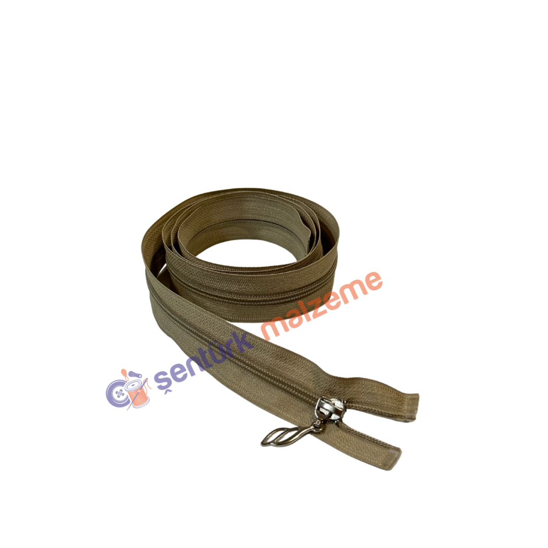 Koyu Bej Ferace Fermuarı 110 Cm