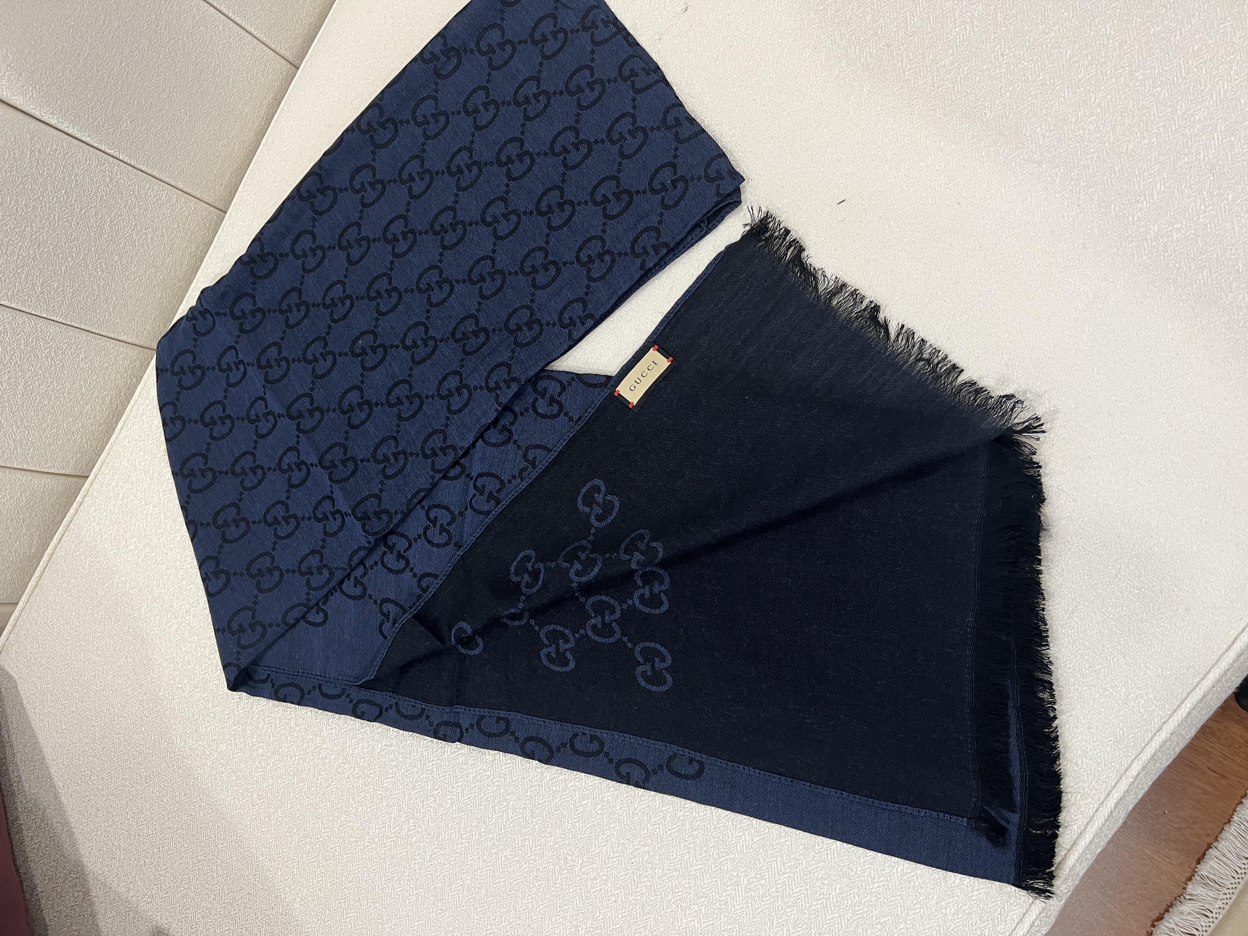 G DESEN YÜN İPEK ŞAL GECE MAVİ