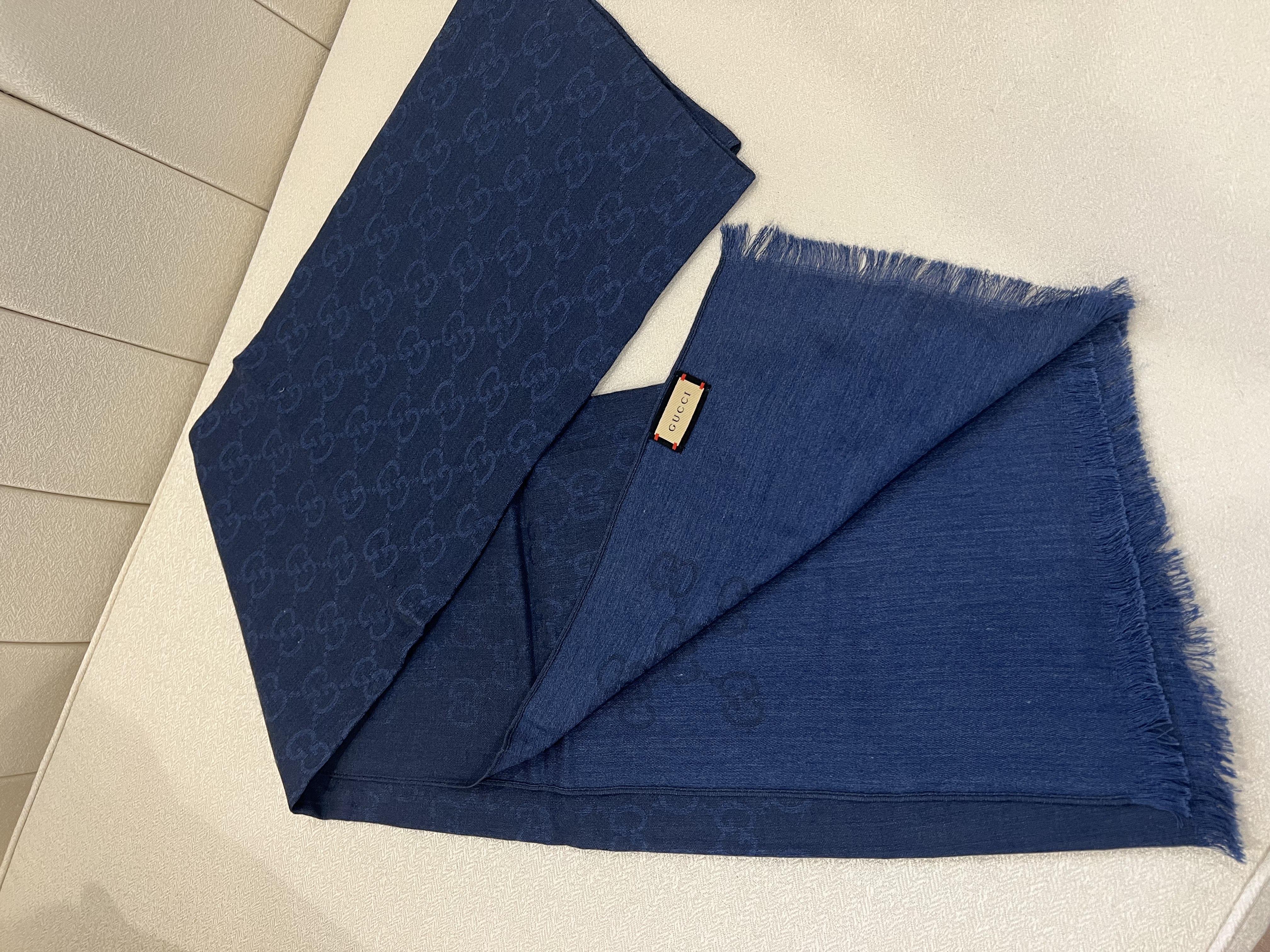 G DESEN YÜN İPEK ŞAL LACİVERT