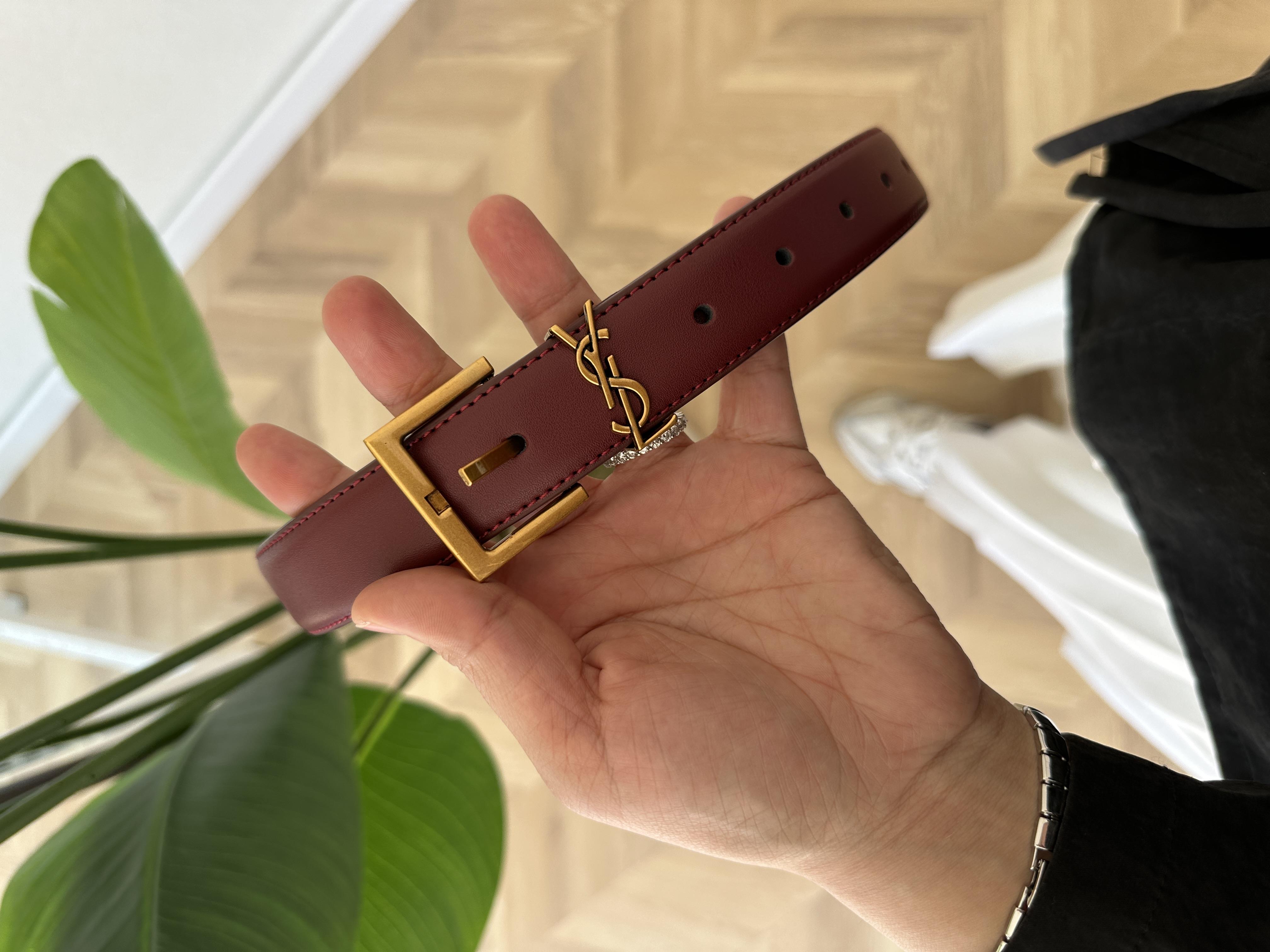 SAİNT LAURENT DERİ KEMER 3 CM BORDO