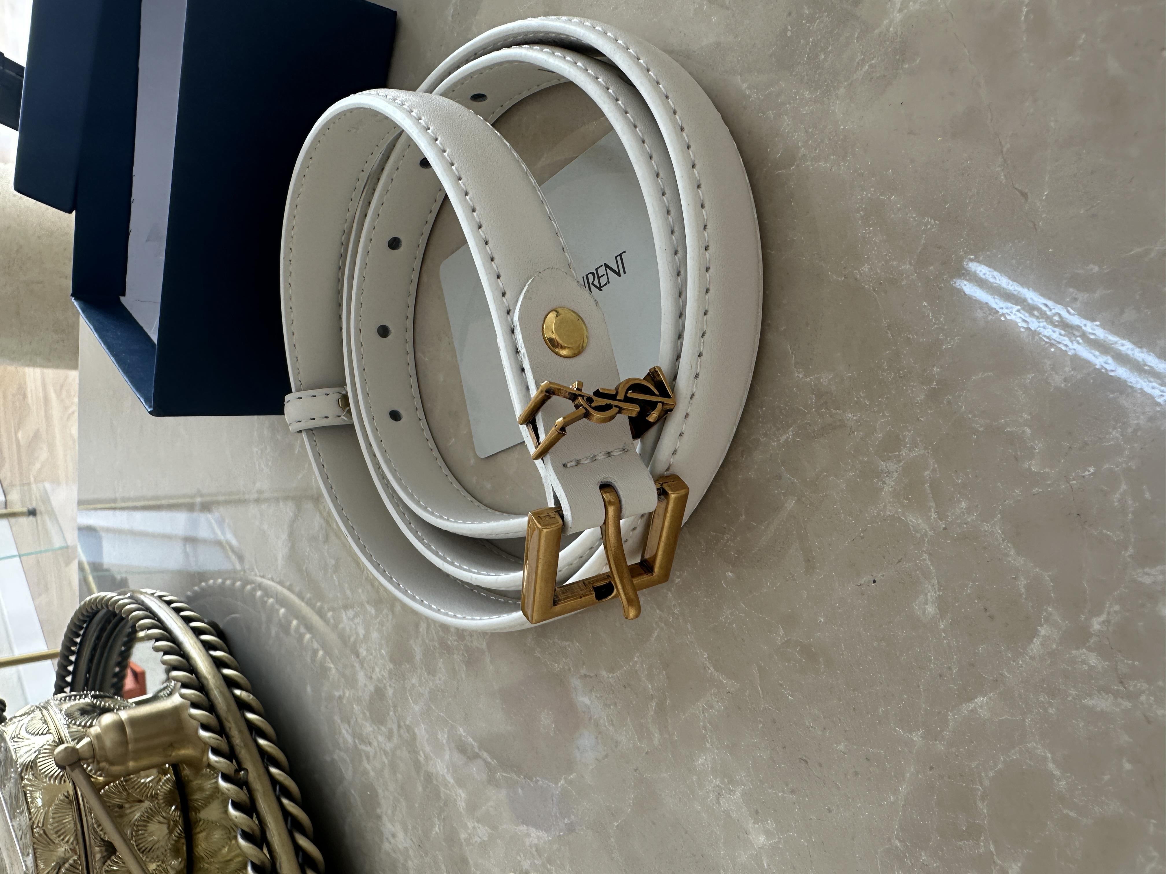 SAİNT LAURENT DERİ KEMER KREM