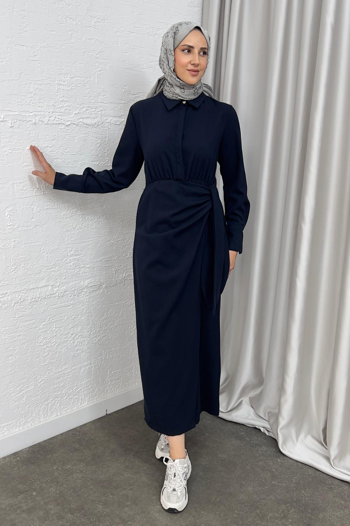 ELBİSEBağlamalı Elbise 1049 Lacivert