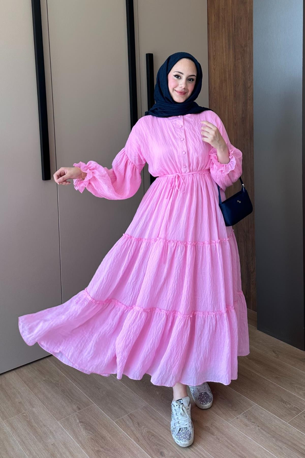 ELBİSEBahar Elbise 1095 Pembe