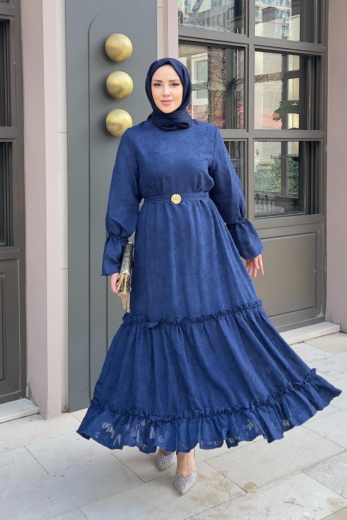 ELBİSEKemerli ELbise 51083 Lacivert