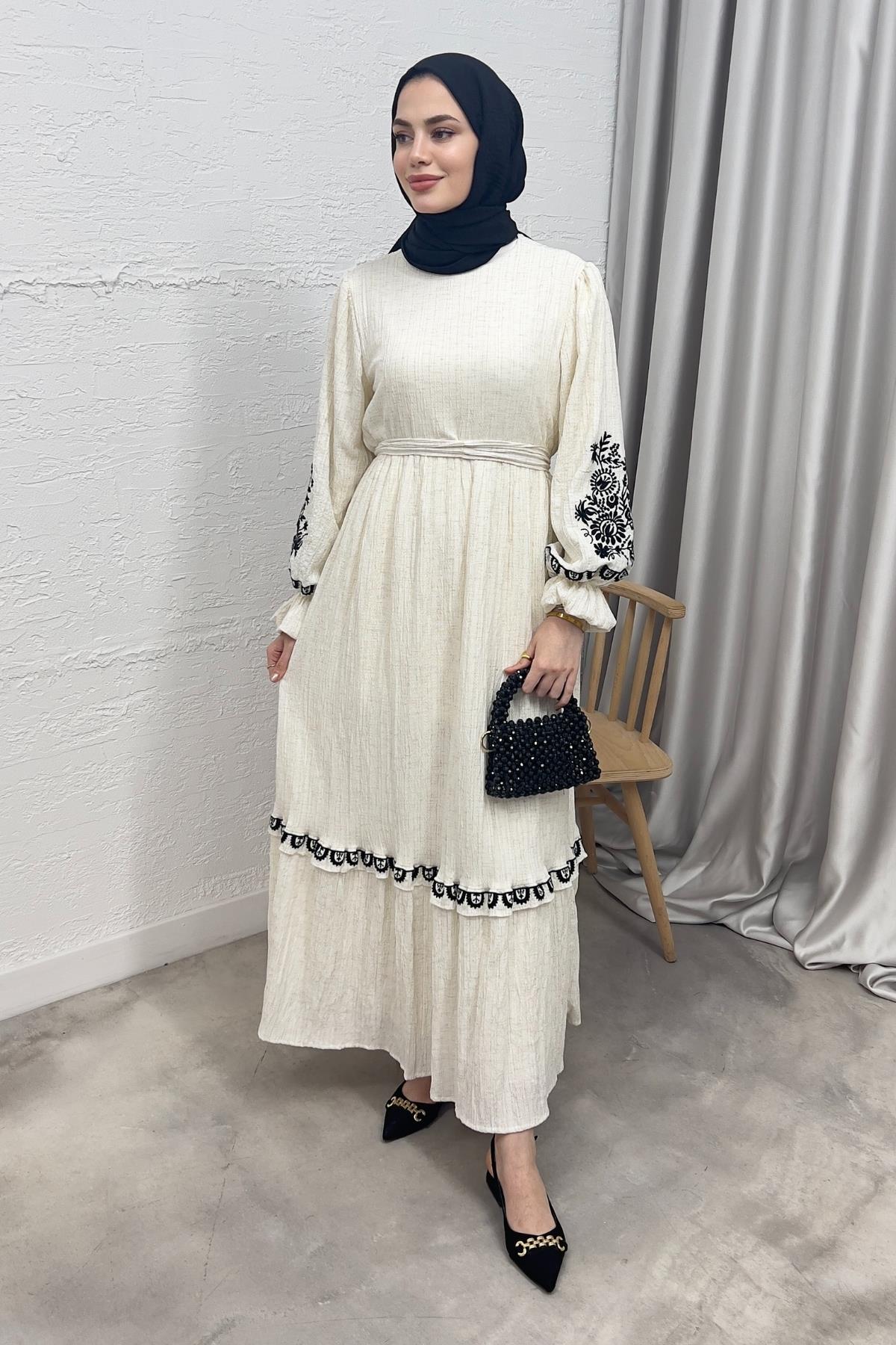 ELBİSENakışlı Elbise 8171 Bej