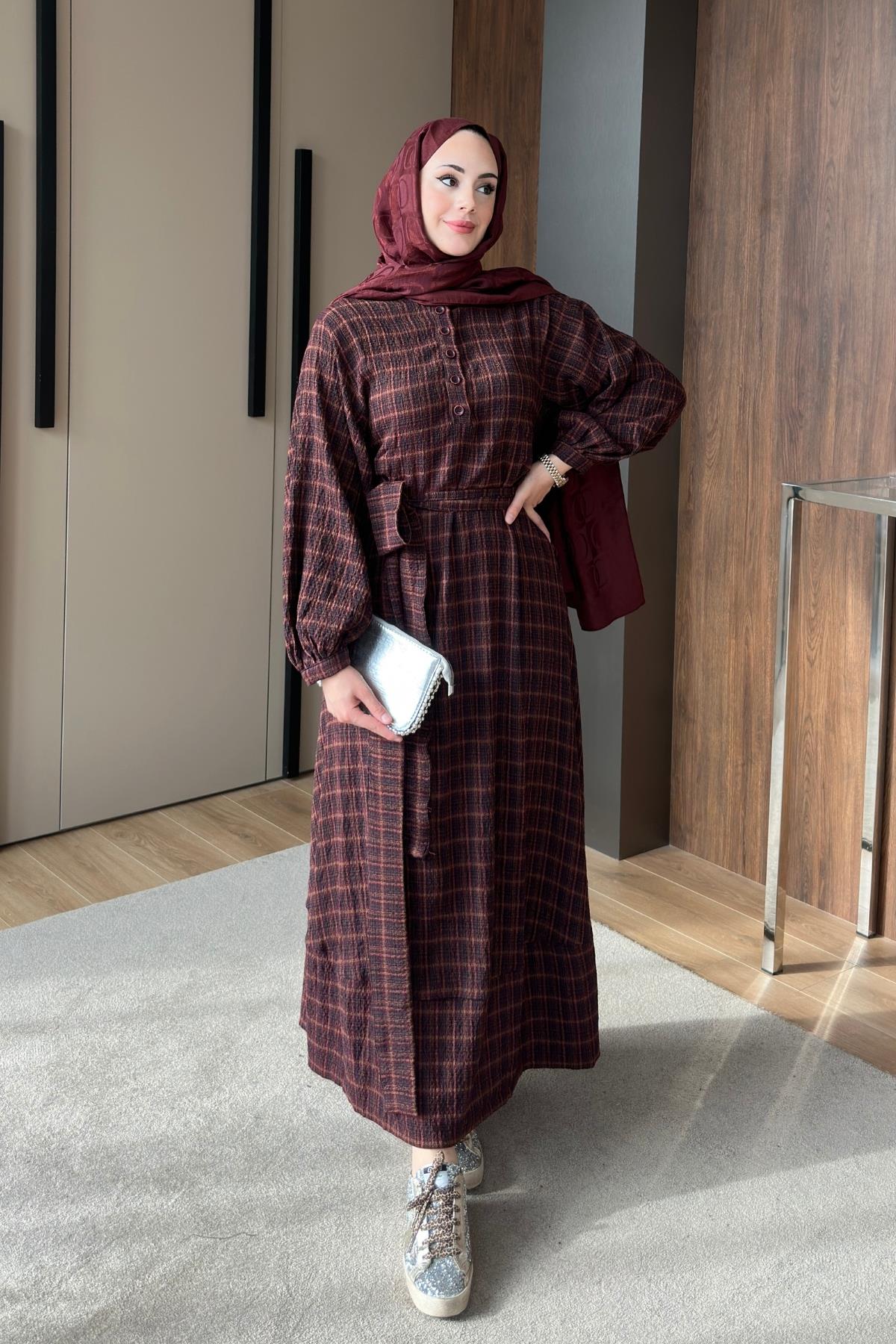 ELBİSEZra Model Elbise 1051 Bordo