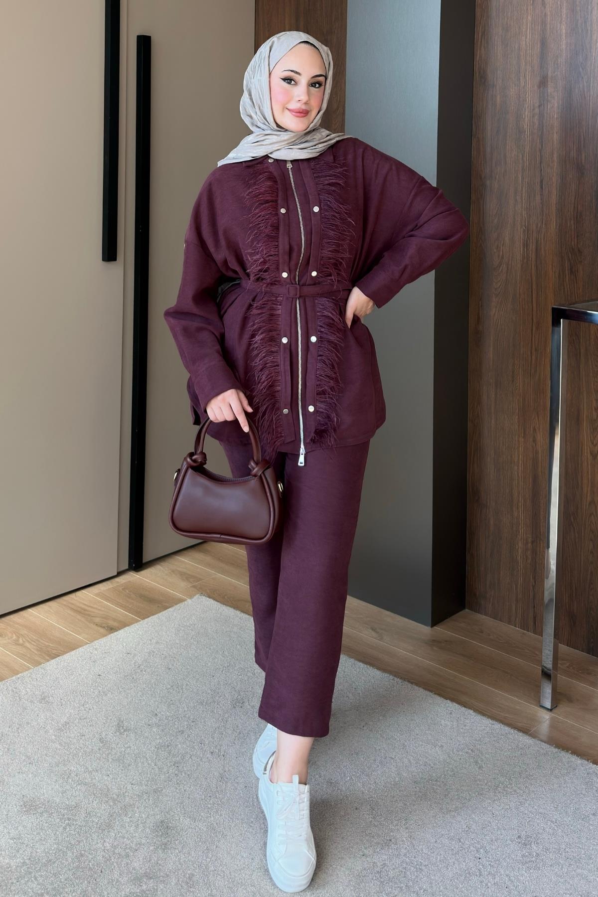 TAKIMÖnü Tüylü Takım 1046 Bordo