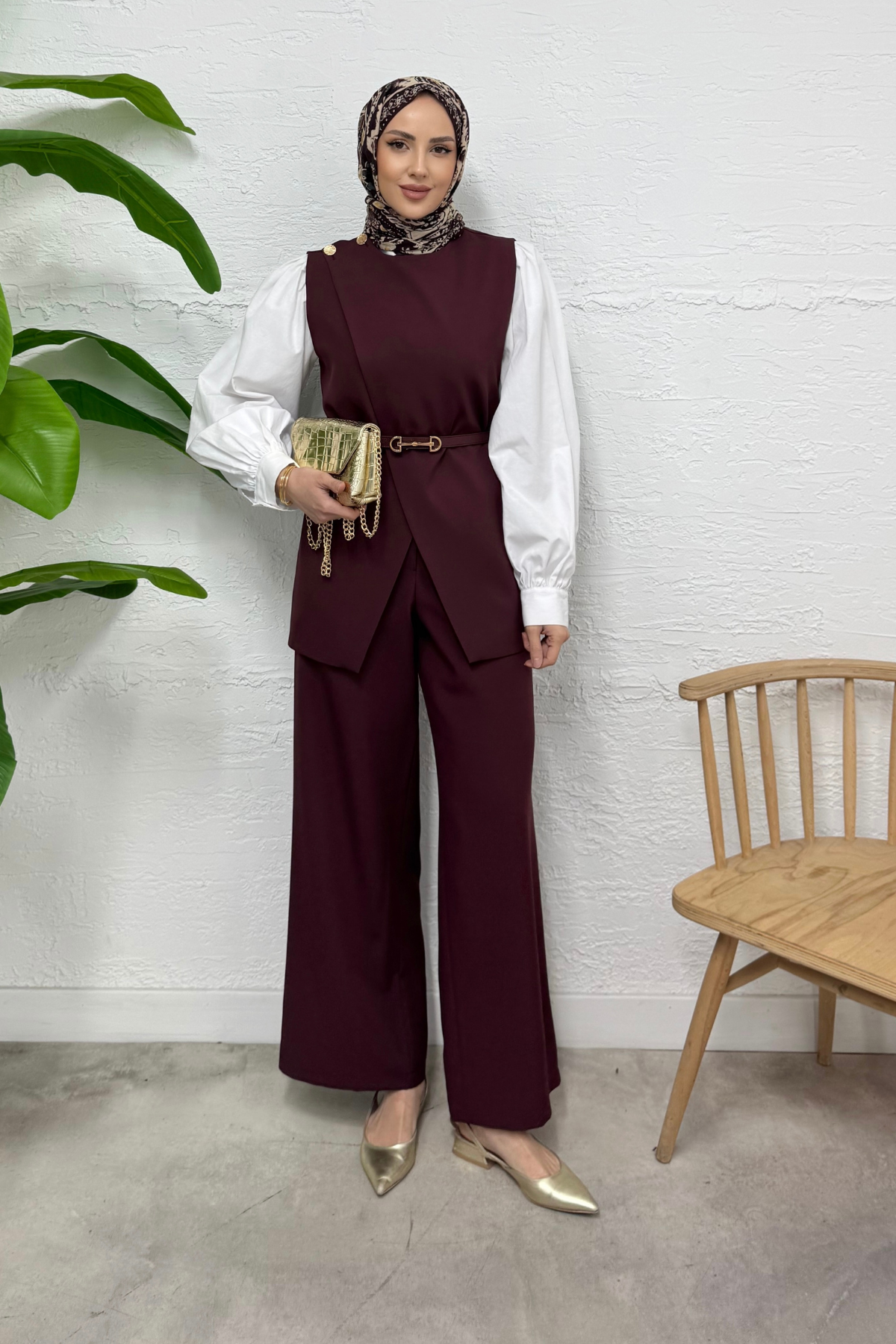 TAKIMPantolon Yelekli Takım 1074 Bordo