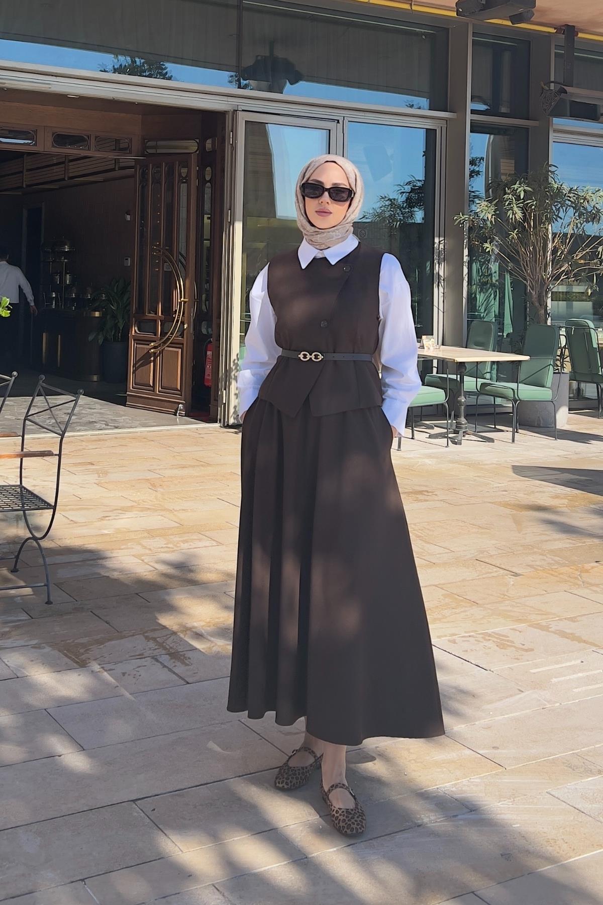 TAKIMYelekli Etekli  Takım 51007 Kahverengi