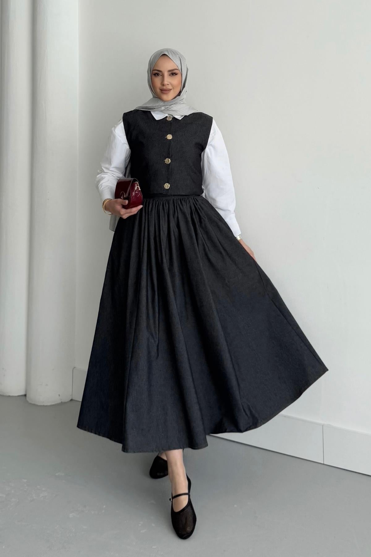 TAKIMYelekli Tencel Takım 1079 Siyah