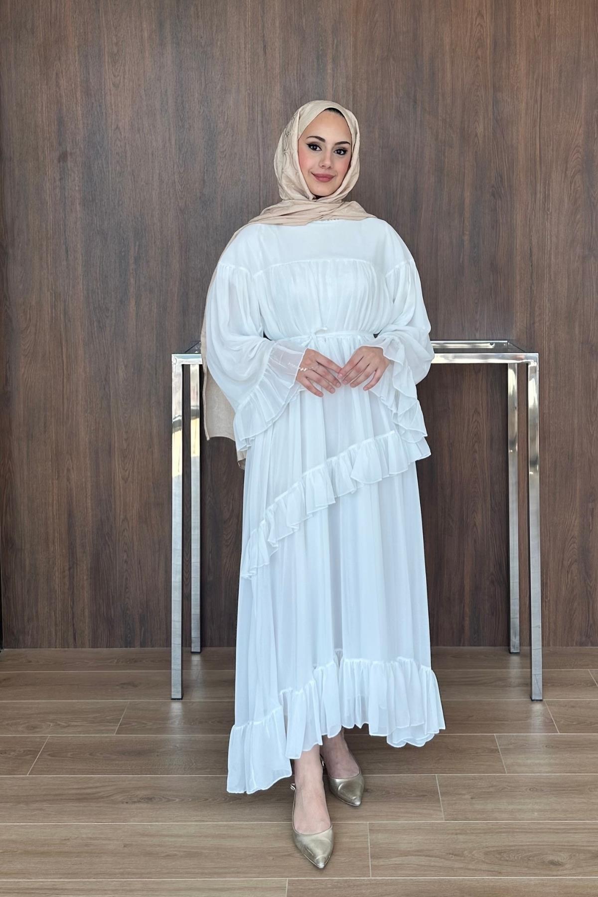 ELBİSEAlina Şifon Elbise 1091 Ekru