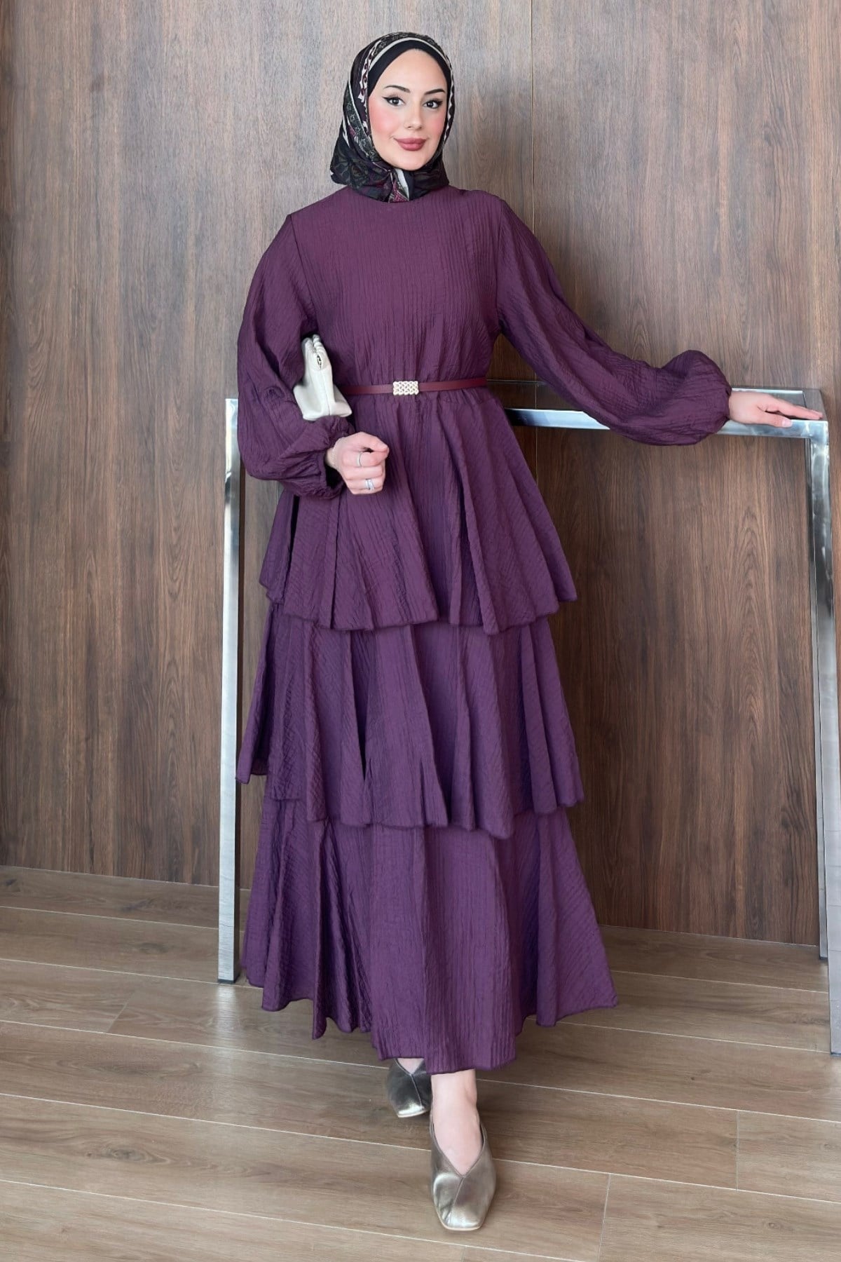 ELBİSEKat Kat Elbise 1183 Bordo