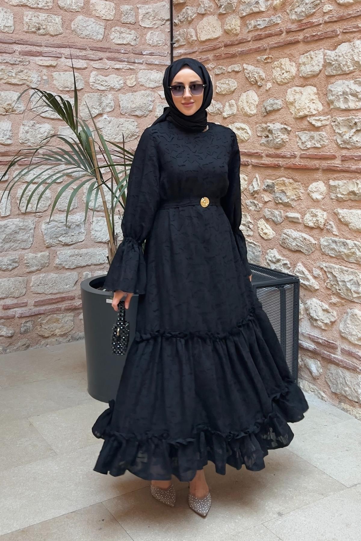 ELBİSEKemerli ELbise 51083 Siyah