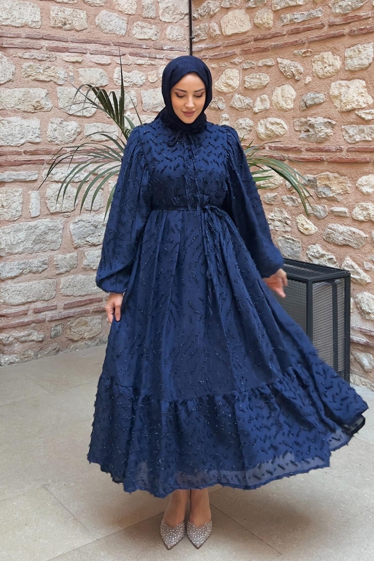 ELBİSEŞifon Elbise 51037 Lacivert