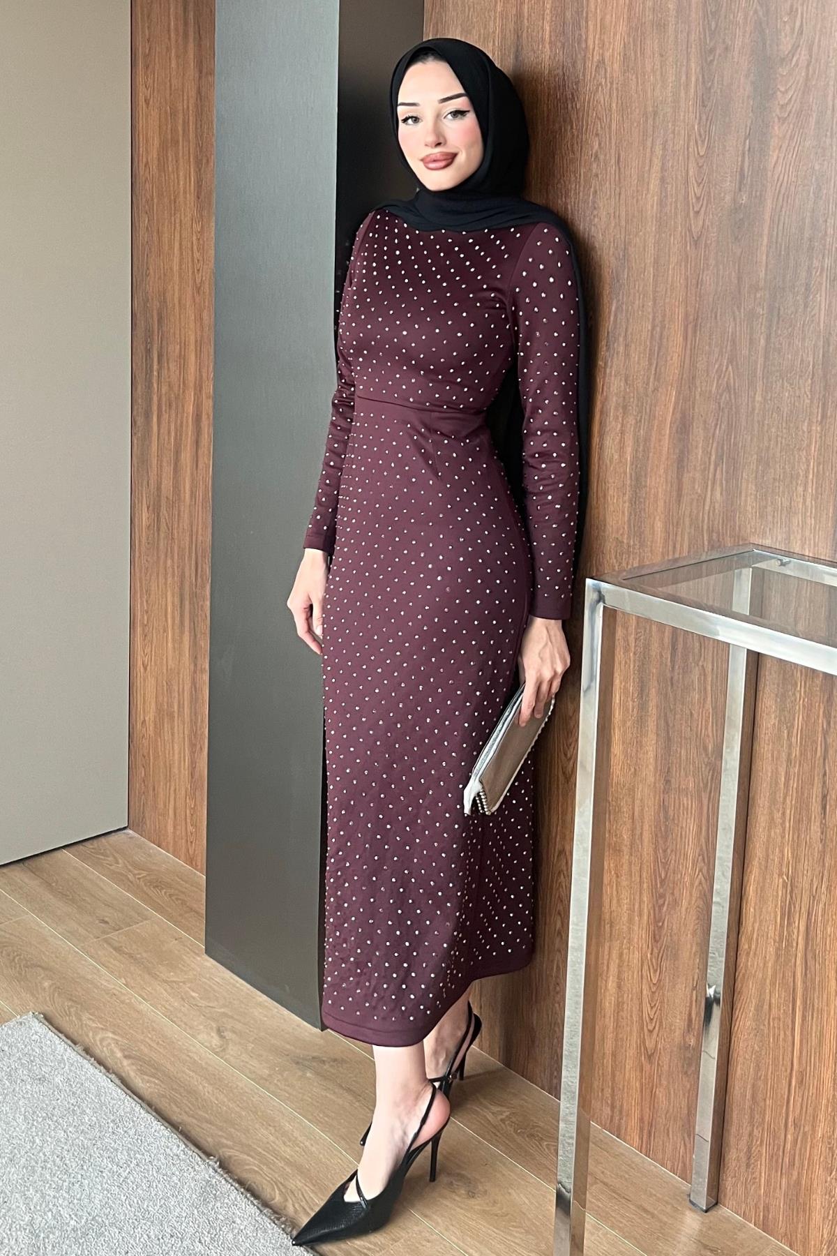 ELBİSETaşlı Elbise 1073 Bordo